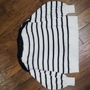 Women's Loft black and white striped sweater, size large
